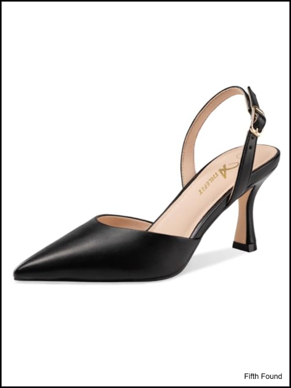 Kitten Heel Slingback Pointed Toe Pumps Faux Leather